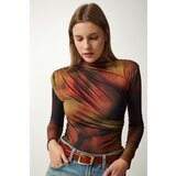  Women's Brown Draped High Neck Sandy Blouse | shoptok.hr