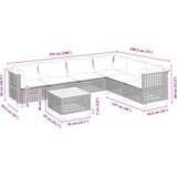  7-dijelni set vrtnih sofa od poliratana s jastucima crni Crna 55 x 55 x 36 cm | shoptok.hr