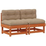  2 Komad Sekcionalna sofa Čvrsto borovo drvo Vosak smeđa i taupe - Vosak smeđa bor 2x srednja | shoptok.hr