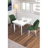 Hanah home trpezarijski set Arp, sto i 2 stolice, bela ploča, kaki zelena tkanina Babyface | Eponuda.com