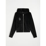 Sinsay Baršunasta hoodie majica s bižuternom aplikacijom | shoptok.hr