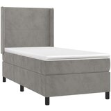  Box spring s madracem LED svjetlosivi 90x200 cm baršun | shoptok.hr