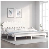 vidaXL Okvir Za krevet s uzglavljem bijeli 200x200 cm od masivnog drva | shoptok.hr