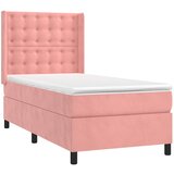 Box spring krevet s madracem ružičasti 100x200 cm baršunasti | shoptok.hr