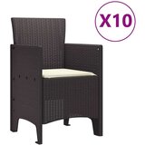 vidaXL 11-dijelni vrtni set s jastučićima smeđi poli ratan, smeđi vrtni stol 150x100x73 cm poli ratan, vrtne stolice s jastučićima 2 komada smeđi poli ratan, vrtne stolice s jastučićima 4 komada smeđi poli ratan | shoptok.hr