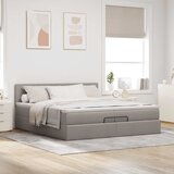  Otomanski krevet s madracem smeđesivi 200x200 cm tkanine | shoptok.hr