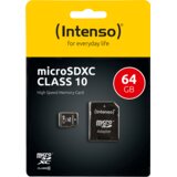 Intenso Micro SD Kartica 64GB Class 10 sa adapterom - SDXCmicro+ad-64GB/Class10 | shoptok.hr