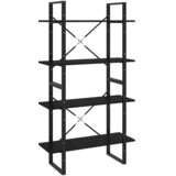 Ormarić za knjige s 4 razine crni 80x30x140 cm masivna borovina | shoptok.hr
