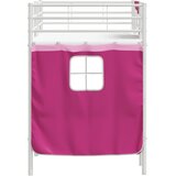  Krevet na kat za djecu s zavjesama Bijela i roza 90 x 190 cm | shoptok.hr