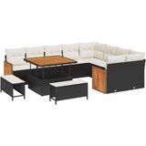  12-dijelna Vrtna Garnitura sa Jastucima Crni Poly Rattan Akacija 3-dijelni Vrtni Set za Jelo sa Jastucima Crni Poly Rattan Akac | shoptok.hr