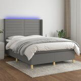 The Living Store Box spring postelja z vzmetnico LED temno siva 140x200 cm blago - Box Spring Postelja, (21503687) Cene