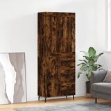 vidaXL Visoka komoda dimljen hrast 69,5x34x180 cm inženirski les | Shoptok.si