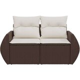  Vrtni dvosjed s jastucima smeđi od poliratana | shoptok.hr