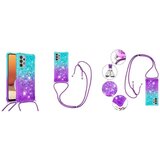 Chameleon Samsung Galaxy A32 4G, gumiran ovitek z vrvico (TPUVr), modro vijoličen s tekočimi srčki | Shoptok.si