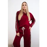 Kesi Włoski Viscose set with leopard stripes burgundy