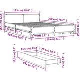  Posteljni okvir s predali rjavi hrast 120x200 cm inž. les | Shoptok.si