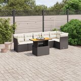 Maison Chic Seti vrtnega pohištva - Vrtna garnitura - Vrtni pohištvo set 7-delna z blazinami črn poli ratan, (21801648) | Shoptok.si