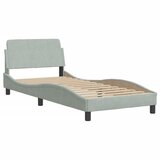  The Living Store Posteljni okvir z vzglavjem svetlo siv 90x200 cm žamet - Posteljni Okvir, (21448806) | Shoptok.si