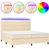 vidaXL Box spring postelja z vzmetnico LED krem 200x200 cm blago, (20761242) Cene