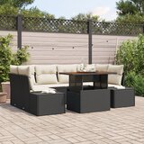vidaXL 7 delni vrtna sofa set z blazinami črna poli ratan Cene