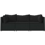  Vrtna sedežna garnitura 3-delna z blazinami črn poli ratan, (20655719) | Shoptok.si