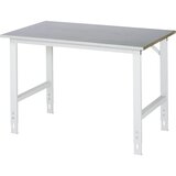 RAU Delovna miza, nastavljiva po višini, 760 - 1080 mm, plošča z oblogo iz jeklene pločevine, ŠxG 1250 x 800 mm, svetlo siva | Shoptok.si
