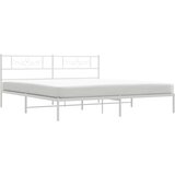  Metalni okvir za krevet s uzglavljem bijeli 200x200 cm | shoptok.hr