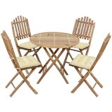  5-dijelni sklopivi vrtni blagovaonski set od bambusa Krema 40 x 40 x 7 cm | Shoptok.si