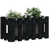 vidaXL Vrtno korito z ograjico črn 60x30x30 cm trdna borovina | Shoptok.si