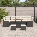 vidaXL Set Vrtnih Sofa od 10 Deo s Jastučićima Crna Poli Ratan Akacija | shoptok.hr