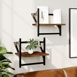  The living store stenske police s prečkami 2 kosa rjavi hrast 30x25x30 cm - stenska polica, (21502994) | Shoptok.si