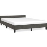 The Living Store Posteljni okvir z vzglavjem temno siv 140x190 cm žamet - Posteljni Okvir Z Vzglavjem, (21492574) | Shoptok.si