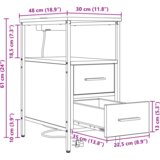 vidaXL Noćni ormar Dimljeni hrast 30 x 48 x 61 cm Konstruirano drvo | shoptok.hr