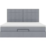 vidaXL Otomanski posteljni okvir z vzmetnico siv 160x200 cm blago | Shoptok.si