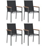  5-dijelni vrtni blagovaonski set crni od tekstilena i čelika | shoptok.hr