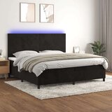  Box spring postelja z vzmetnico LED črna 200x200 cm žamet, (20761090) Cene