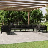 vidaXL Vrtna sedežna garnitura 10-delna z blazinami aluminij antracit - - antracit siva - 60 - N/A - | Shoptok.si