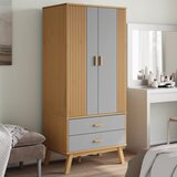 vidaXL Garderobna omara OLDEN sivo rjava 76,5x53x172 cm trdna borovina Cene