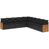 Maison Chic Seti vrtnega pohištva - Vrtna garnitura - Vrtni pohištvo set 9-delna z blazinami črn poli ratan, (21806033) | Shoptok.si