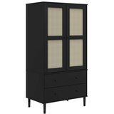  Komoda SENJA crna izgled ratana 90x55x175 cm masivna borovina | shoptok.hr