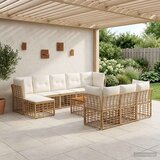  Set vanjskih sofa 11 kom. Prirodna i krema bijela Poliester | shoptok.hr