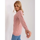 Fashion Hunters Light pink cardigan with cables Cene