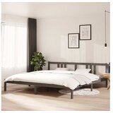  Posteljni okvir siv iz trdnega lesa 200x200 cm | Shoptok.si
