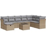  9-dijelni set vrtnih sofa s jastucima bež od poliratana Slike