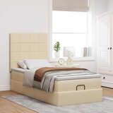 vidaXL Otomanski posteljni okvir z vzmetnico krem 90x190 cm blago, (21611294) | Shoptok.si