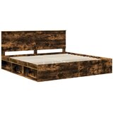  Krevetna konstrukcija s uzglavljem Dimljeni hrast 200 x 200 cm | shoptok.hr