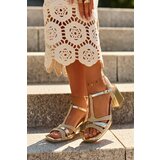 EVENTO Women's High Heel Sandals in Gold Faux Leather Lyana | Shoptok.si