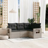 vidaXL 4-dijelni set vrtnih sofa s jastucima svijetlosivi poliratan Cijene