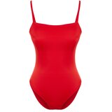 Trendyol Red Square Neck Swimsuit Cene