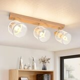 Nettlife Stropna svetilka 3 reflektorji bela lesena barva, stropna svetilka E14, 4 žarnice max 25 W moderna za dnevno sobo, spalnico, (22116775) | Shoptok.si